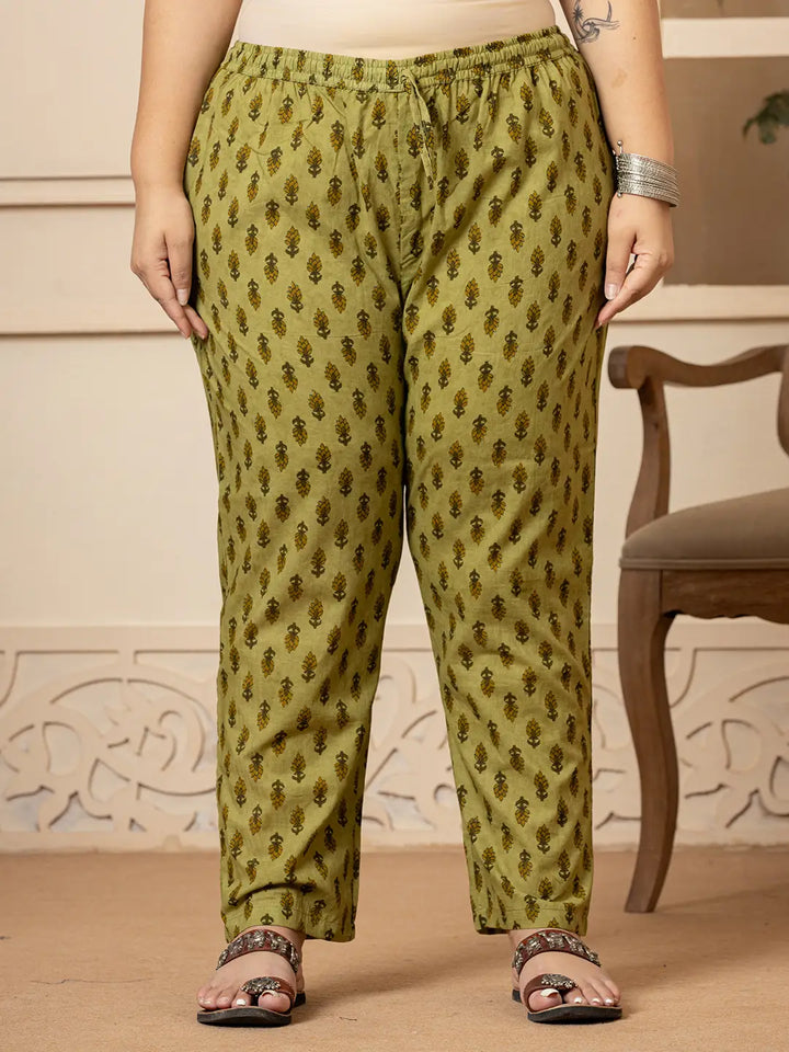 Cotton Kantha Work Plus Size Kurta Dupatta Pant Set