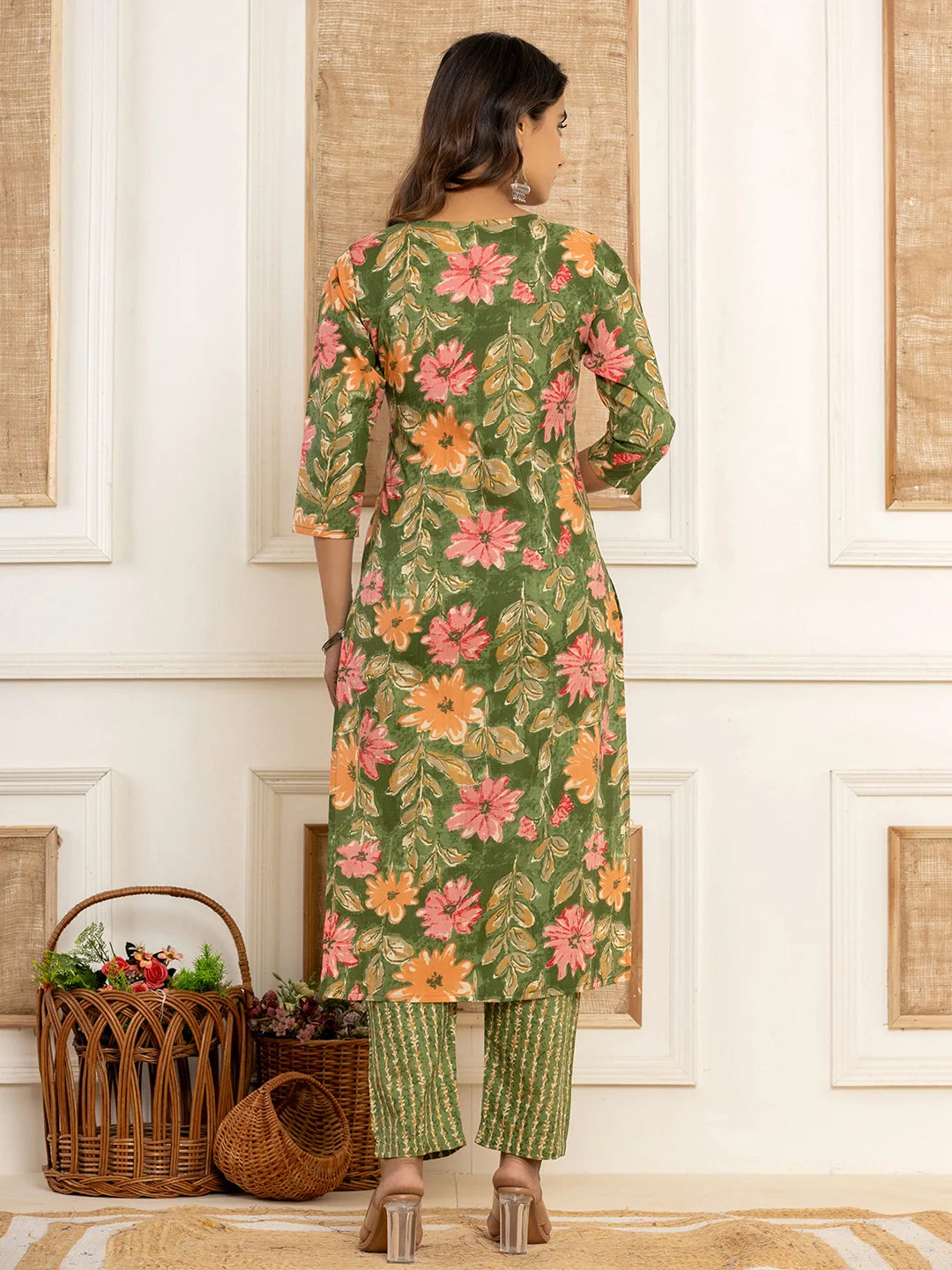 Cotton Green Kurta Dupatta Set