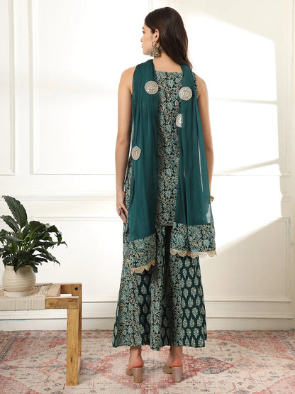 Cotton Green Kurta Palazzo Set