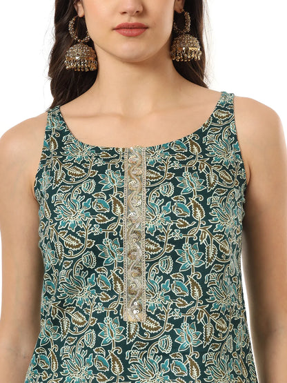 Cotton Green Kurta Palazzo Set
