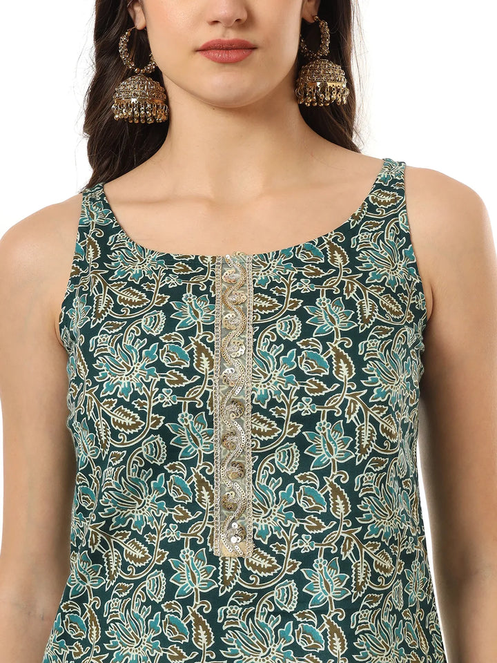 Cotton Green Kurta Palazzo Set