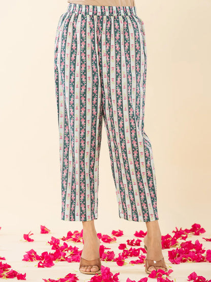 Cotton Green Sequins Work Anarkali Kurta Dupatta Set