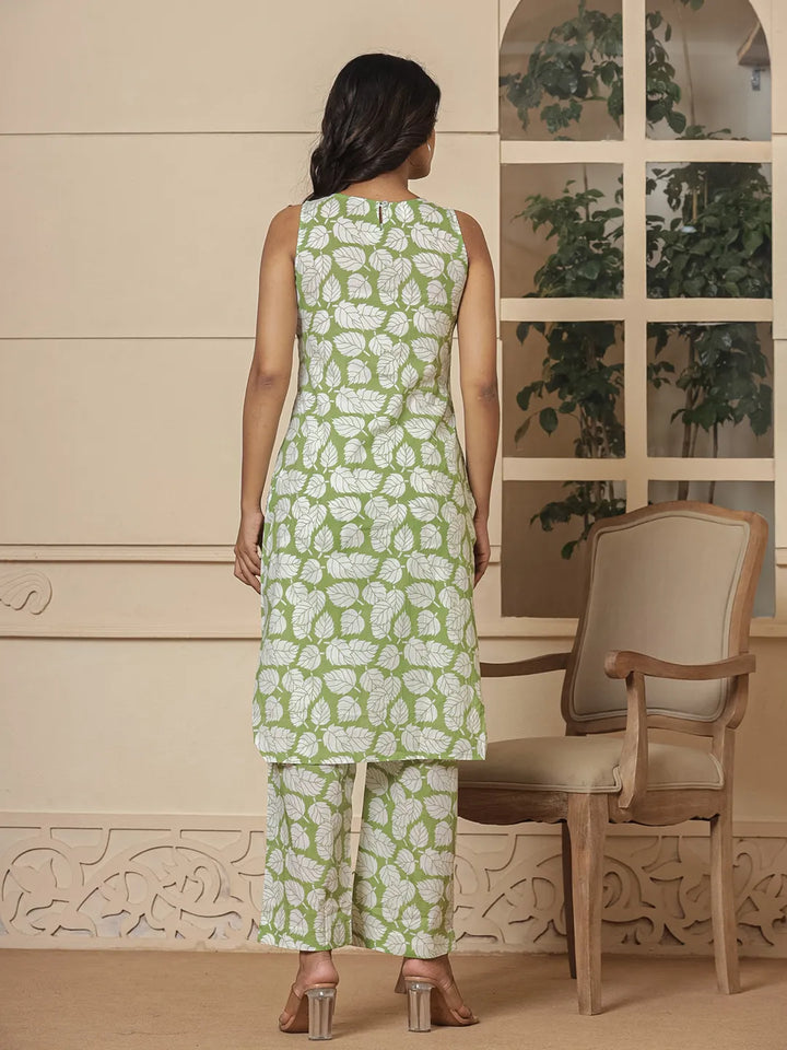 Cotton Green Summer Leaf Print Co Ord Set