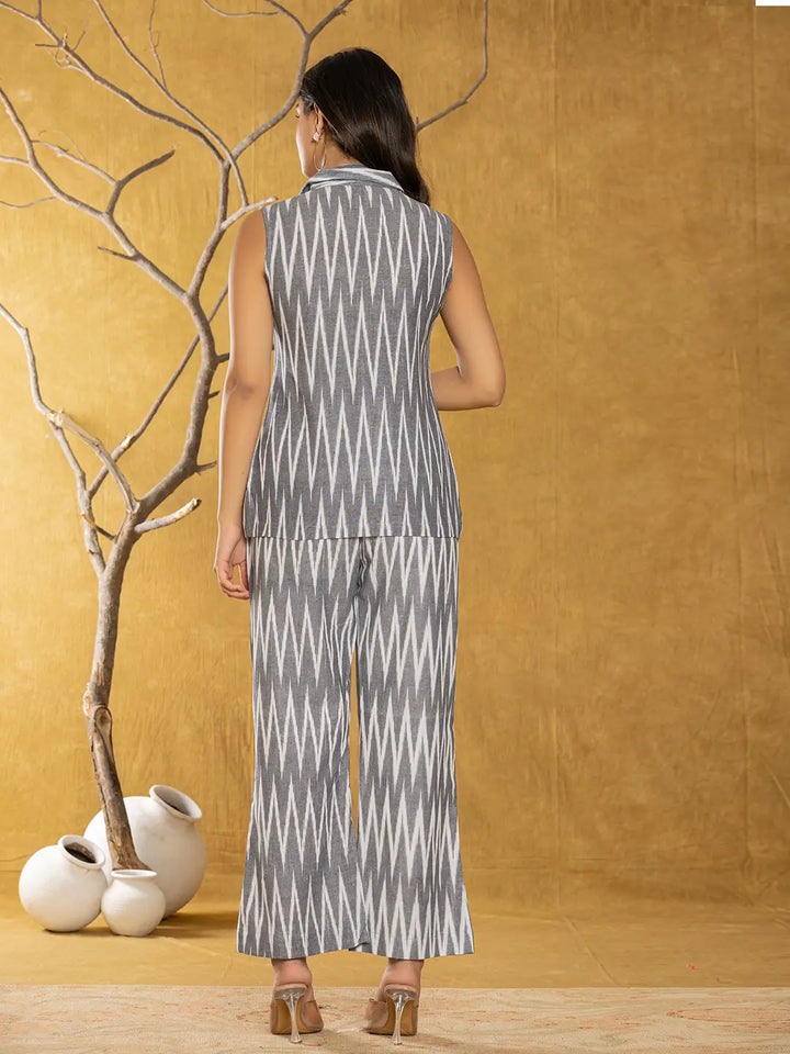 Cotton Grey Ikat Co Ord Set