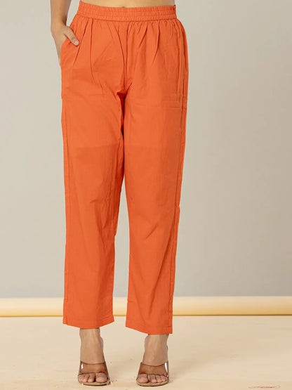 Cotton Leheriya Orange Kurta Dupatta Set