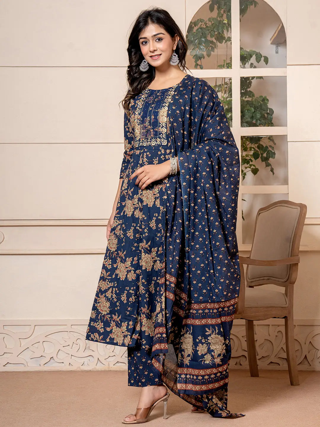 Cotton Anarkali Dupatta Set