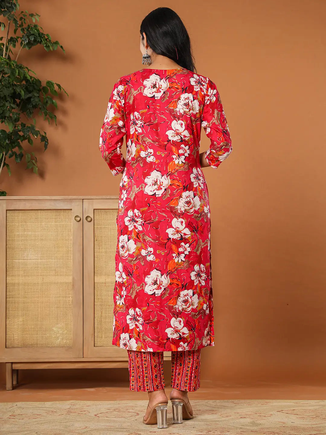 Cotton Pink Embroidered Kurta Dupatta Set