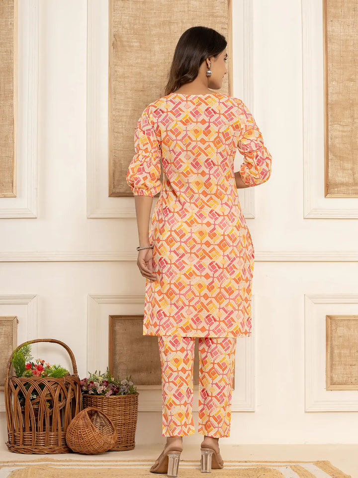 Cotton Pink Geometric Prin Co Ord Set