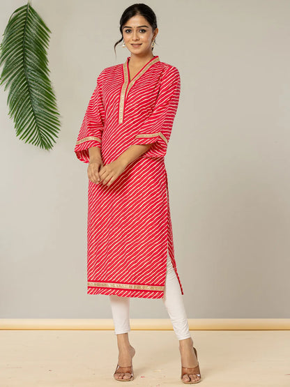 Cotton Pink Leheriya Kurta