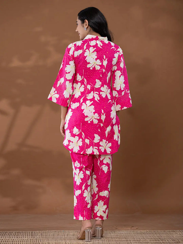 Cotton Pink Printed Co Ord Set