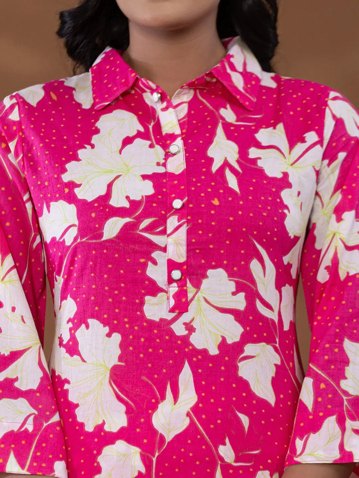 Cotton Pink Printed Co Ord Set