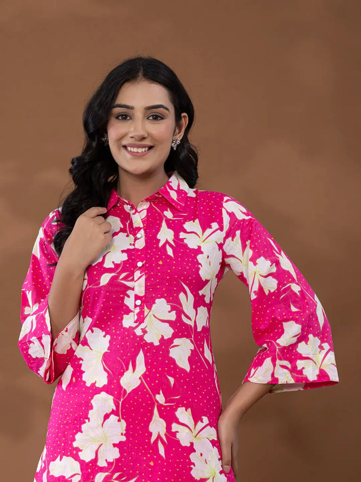 Cotton Pink Printed Co Ord Set