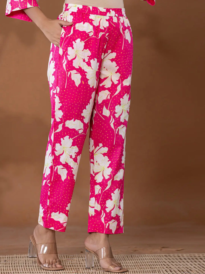 Cotton Pink Printed Co Ord Set