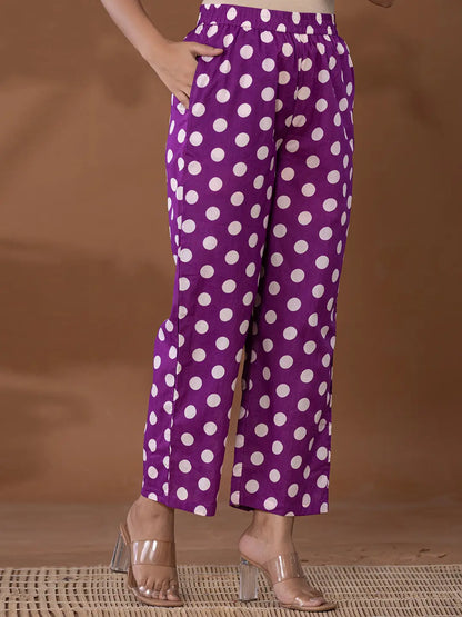 Cotton Purple Polka Dot Co Ord Set