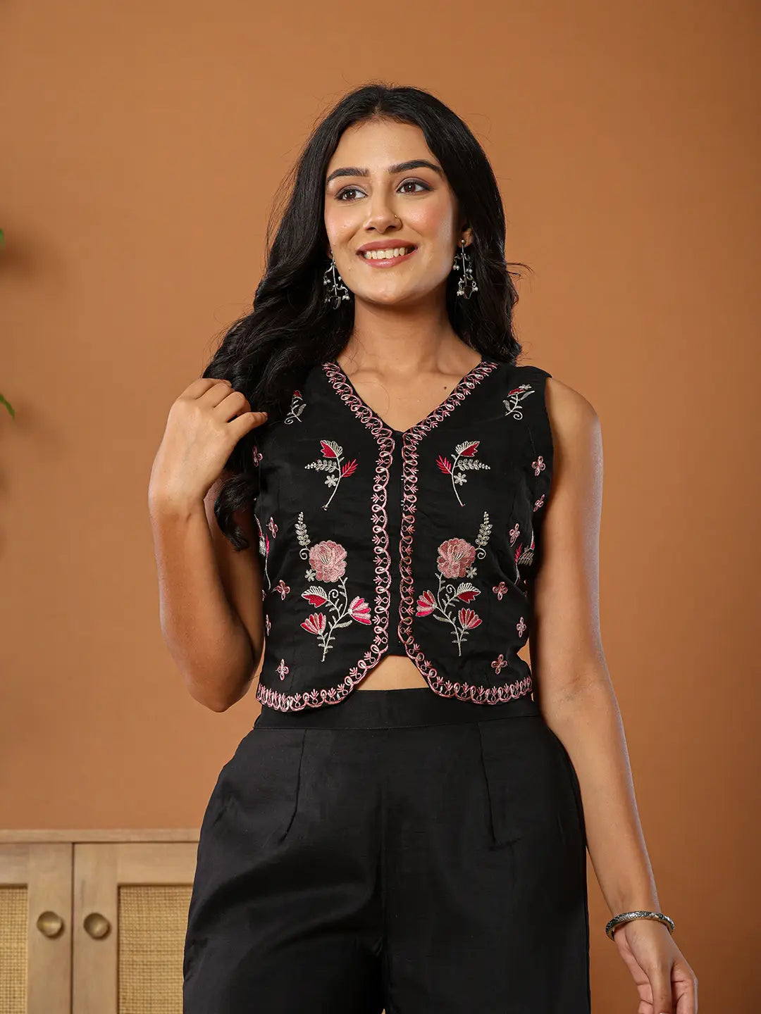 Cotton Silk Festive Waistcoat Co Ord Set With Attached Cotton Lining