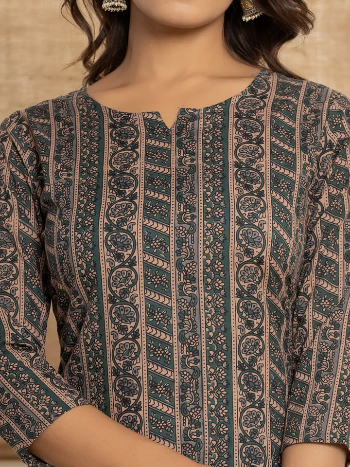 Cotton Teal Green Workwear Kurta Set With Comfortable Harem Pants