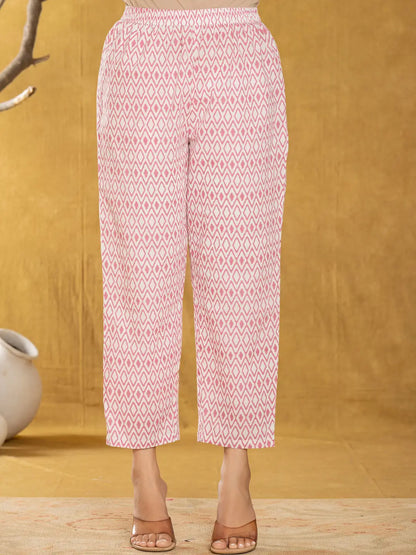 Cotton White Floral Print Kurta Dupatta Set