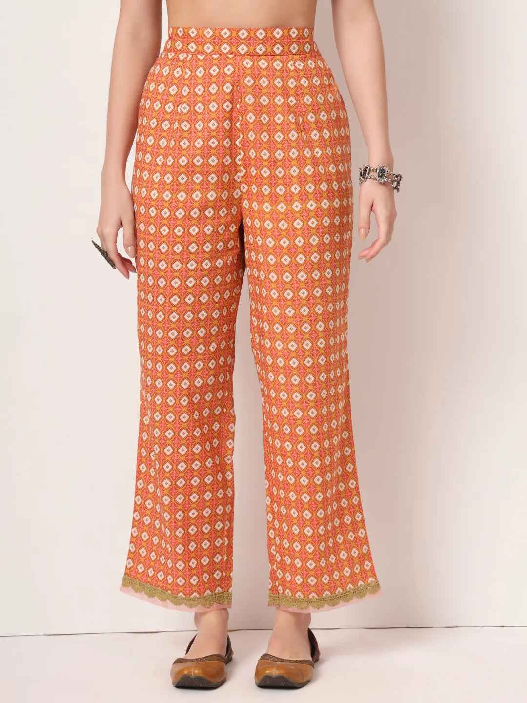 Cotton Yellow Kurta Dupatta Set With Lace Detailing