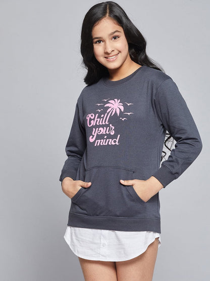 Girls Navy Terry CHILL Sweat Dress