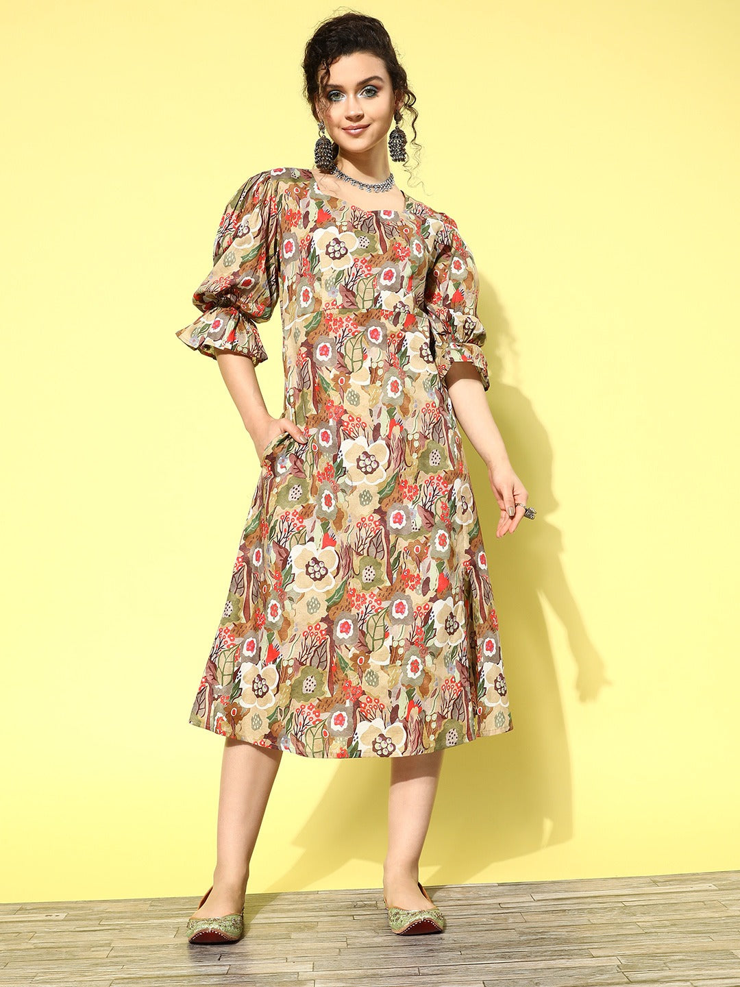 Ethnic Motifs Midi Dress