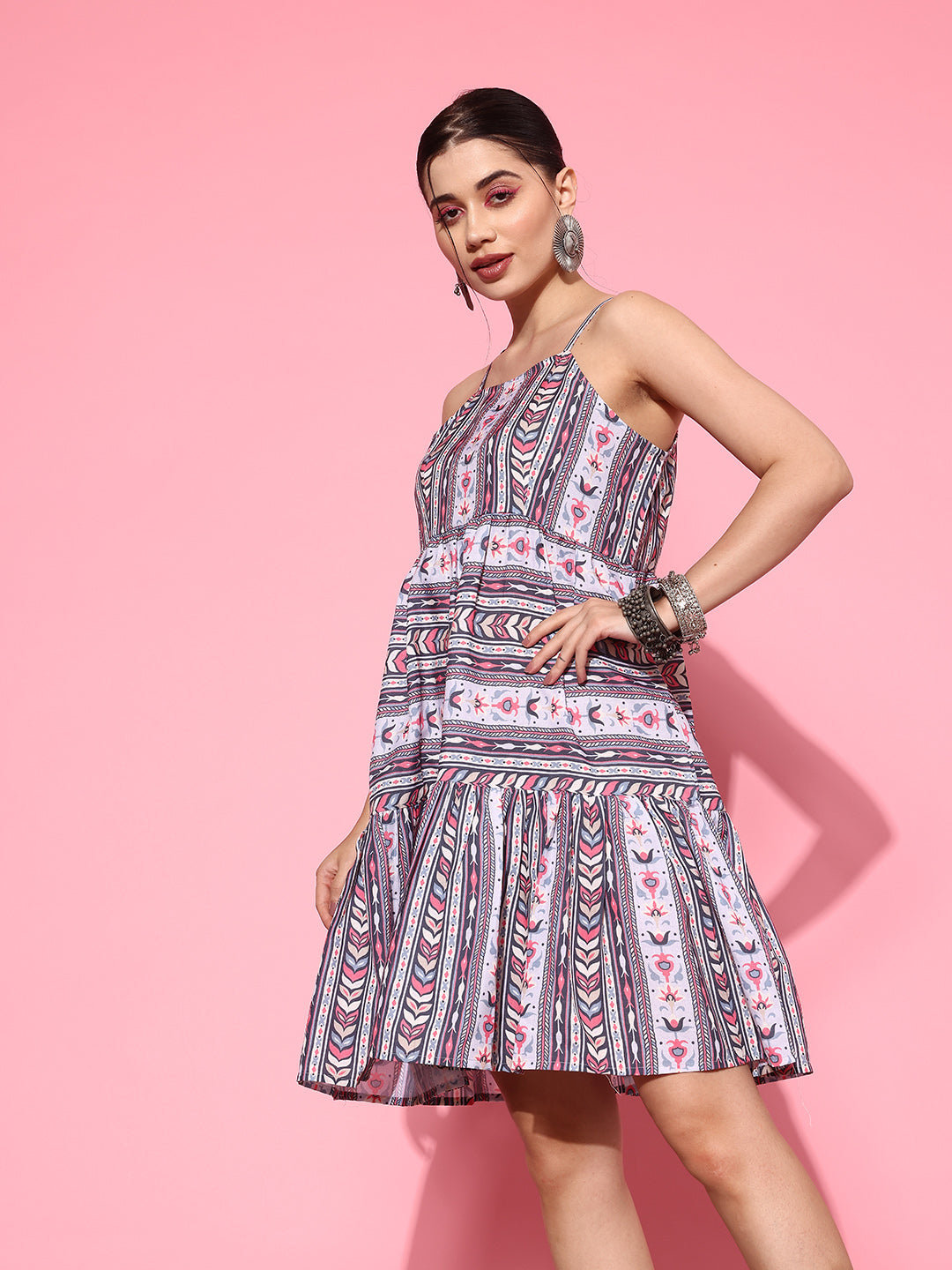 Ethnic Motifs Print A Line Pure Cotton Ethnic Dress