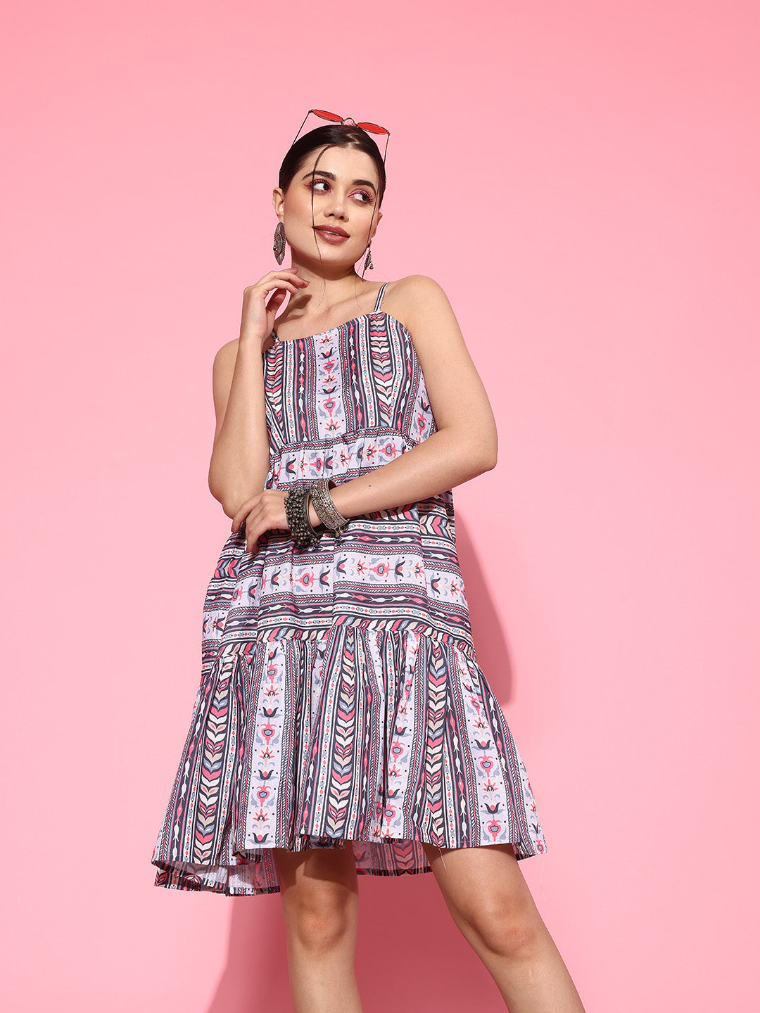 Ethnic Motifs Print A Line Pure Cotton Ethnic Dress