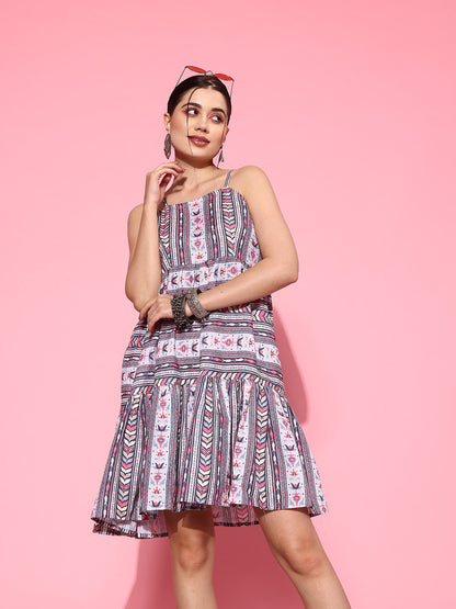 Ethnic Motifs Print A Line Pure Cotton Ethnic Dress