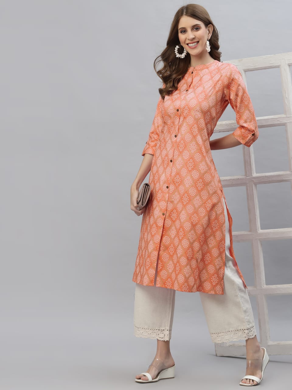 Bandhani Printed Cotton Blend Straight Kurta (Pre-Order)
