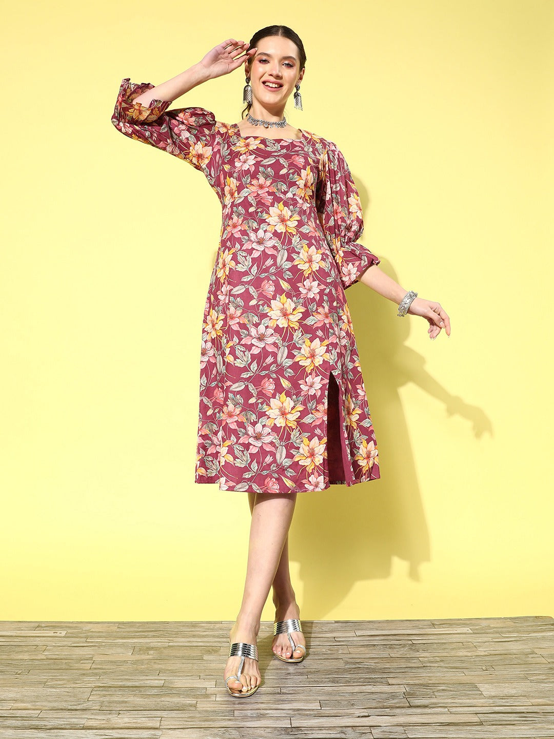 Floral Cotton Midi Dress