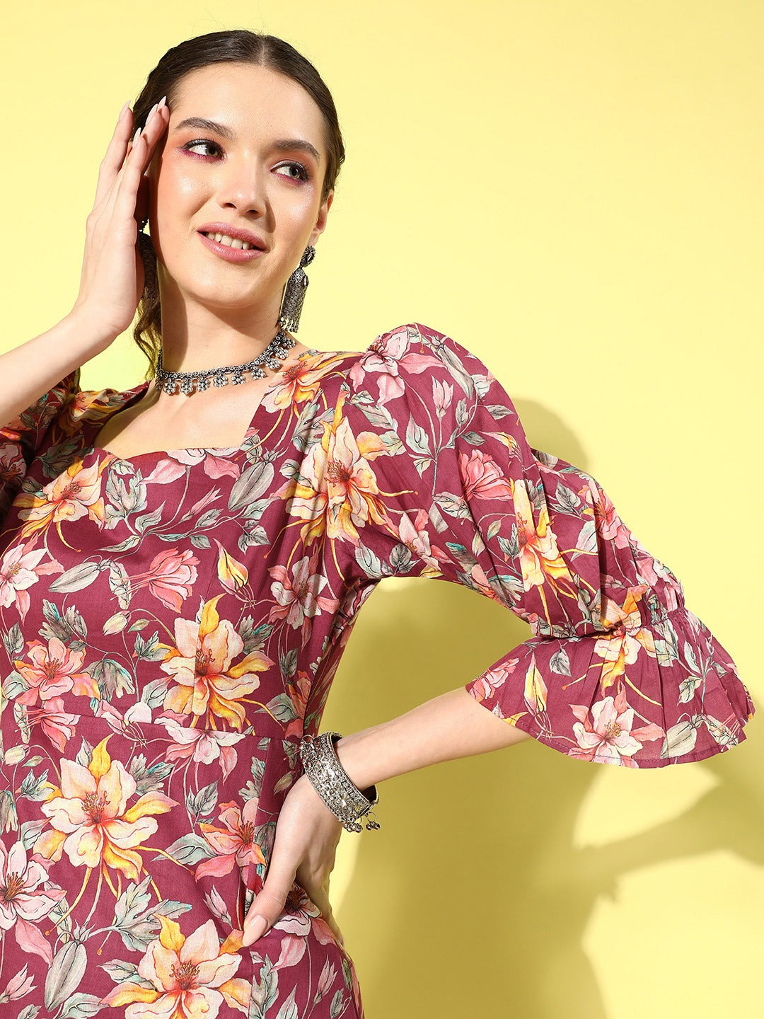 Floral Cotton Midi Dress