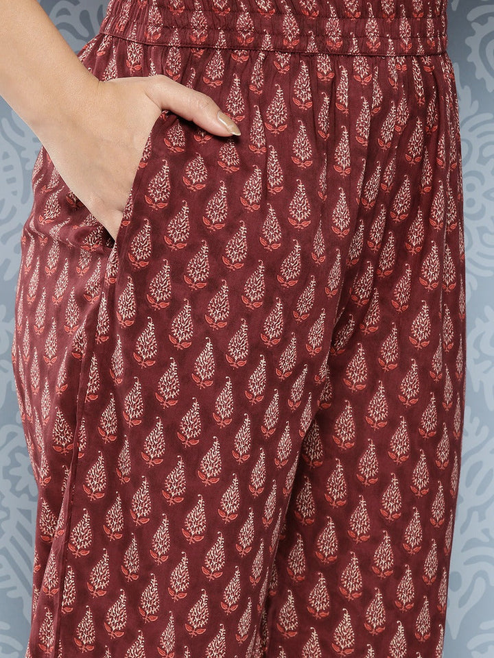 Floral Printed Regular Gotta Patti Pure Cotton Kurta With Trousers &amp; Dupatta