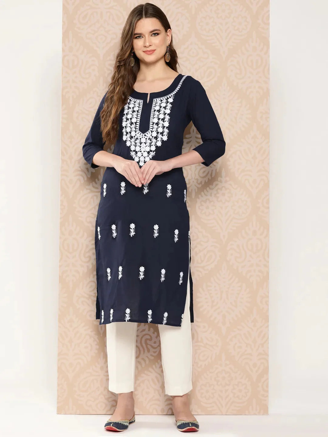 Floral Yoke Design Chikankari Kurta