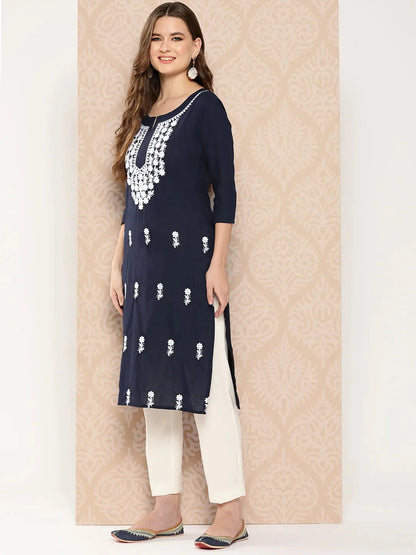 Floral Yoke Design Chikankari Kurta