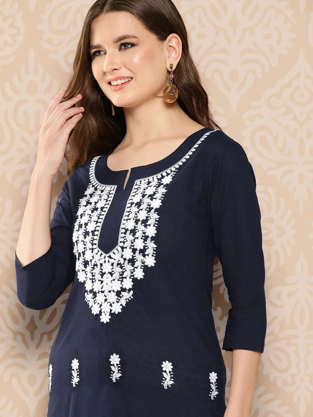 Floral Yoke Design Chikankari Kurta