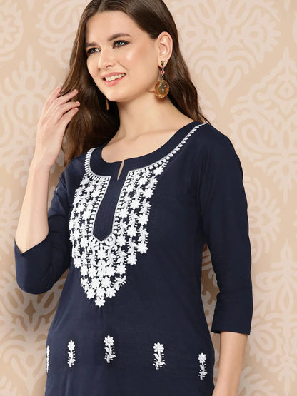 Floral Yoke Design Chikankari Kurta