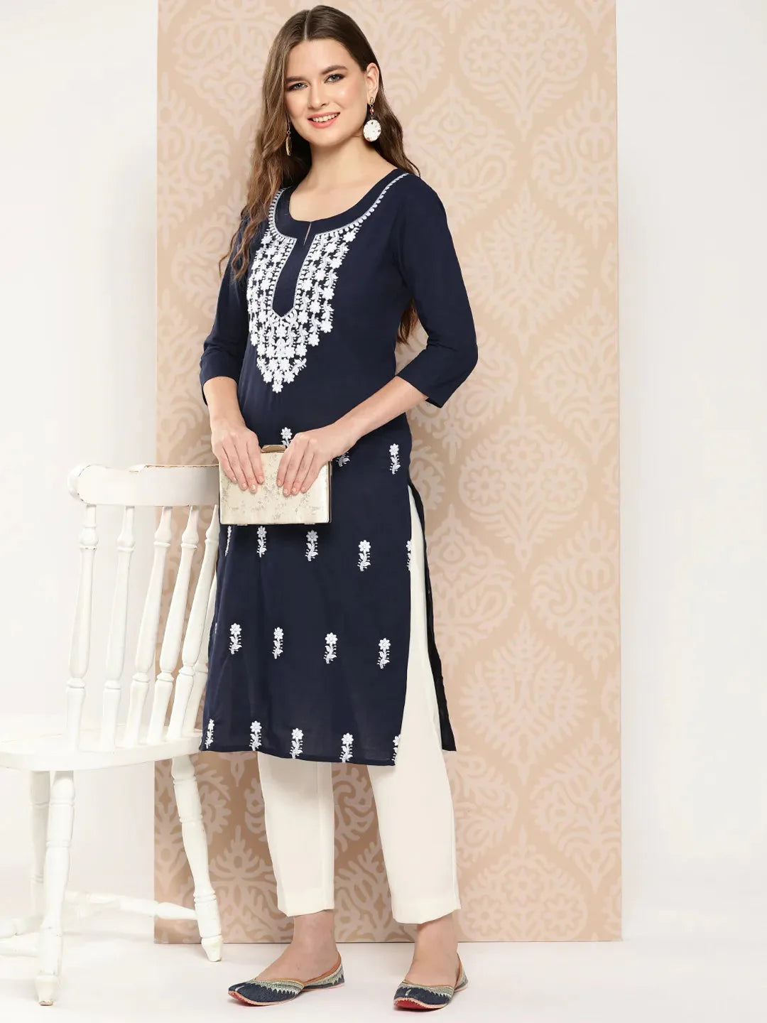 Floral Yoke Design Chikankari Kurta