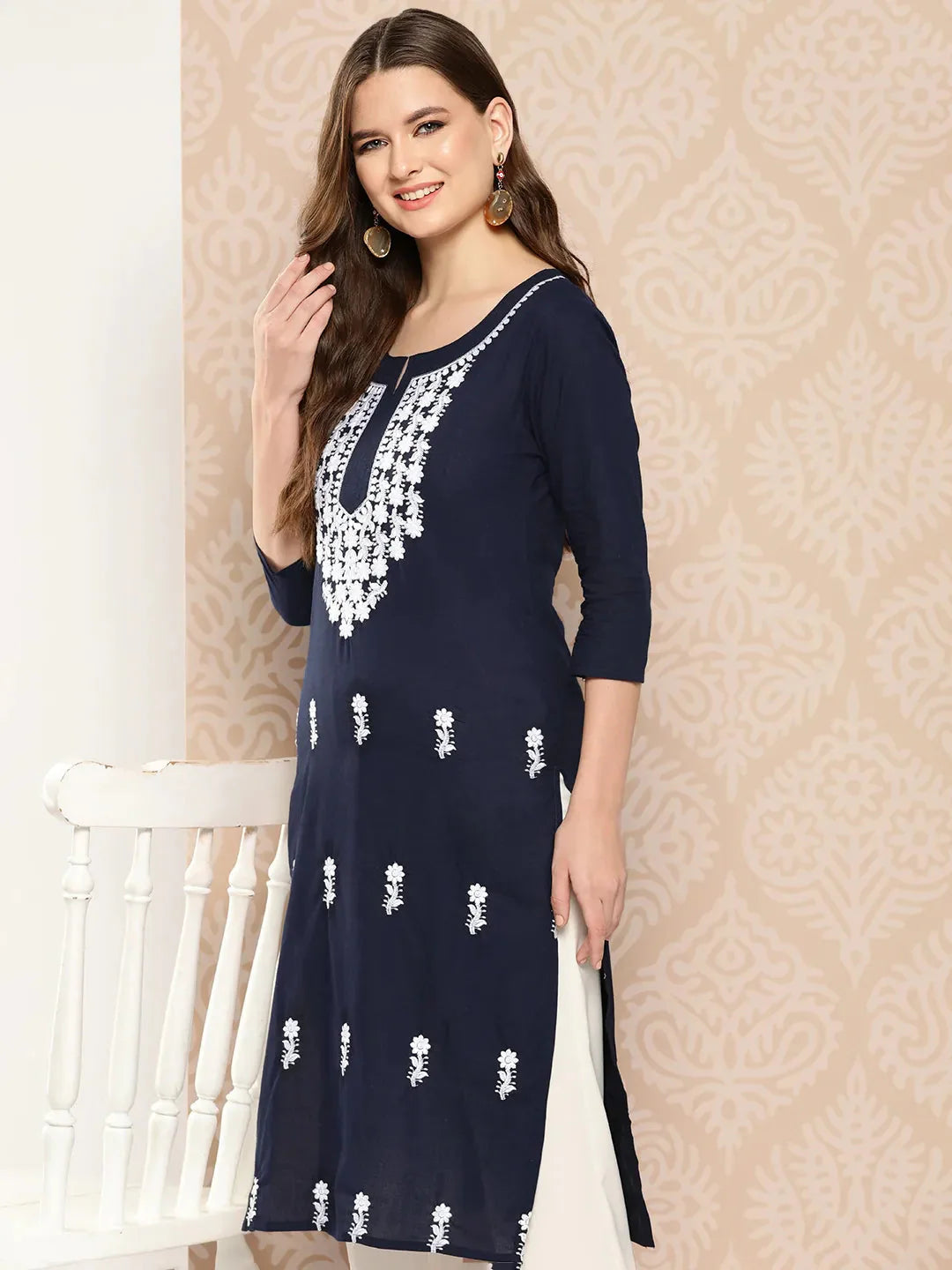 Floral Yoke Design Chikankari Kurta