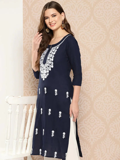 Floral Yoke Design Chikankari Kurta
