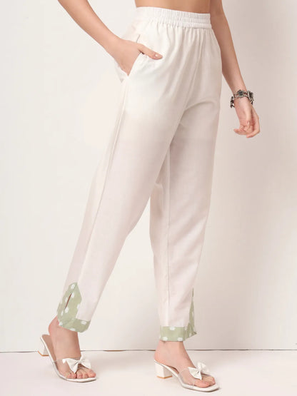 Green And White Cotton Straight Kurta Dupatta Set