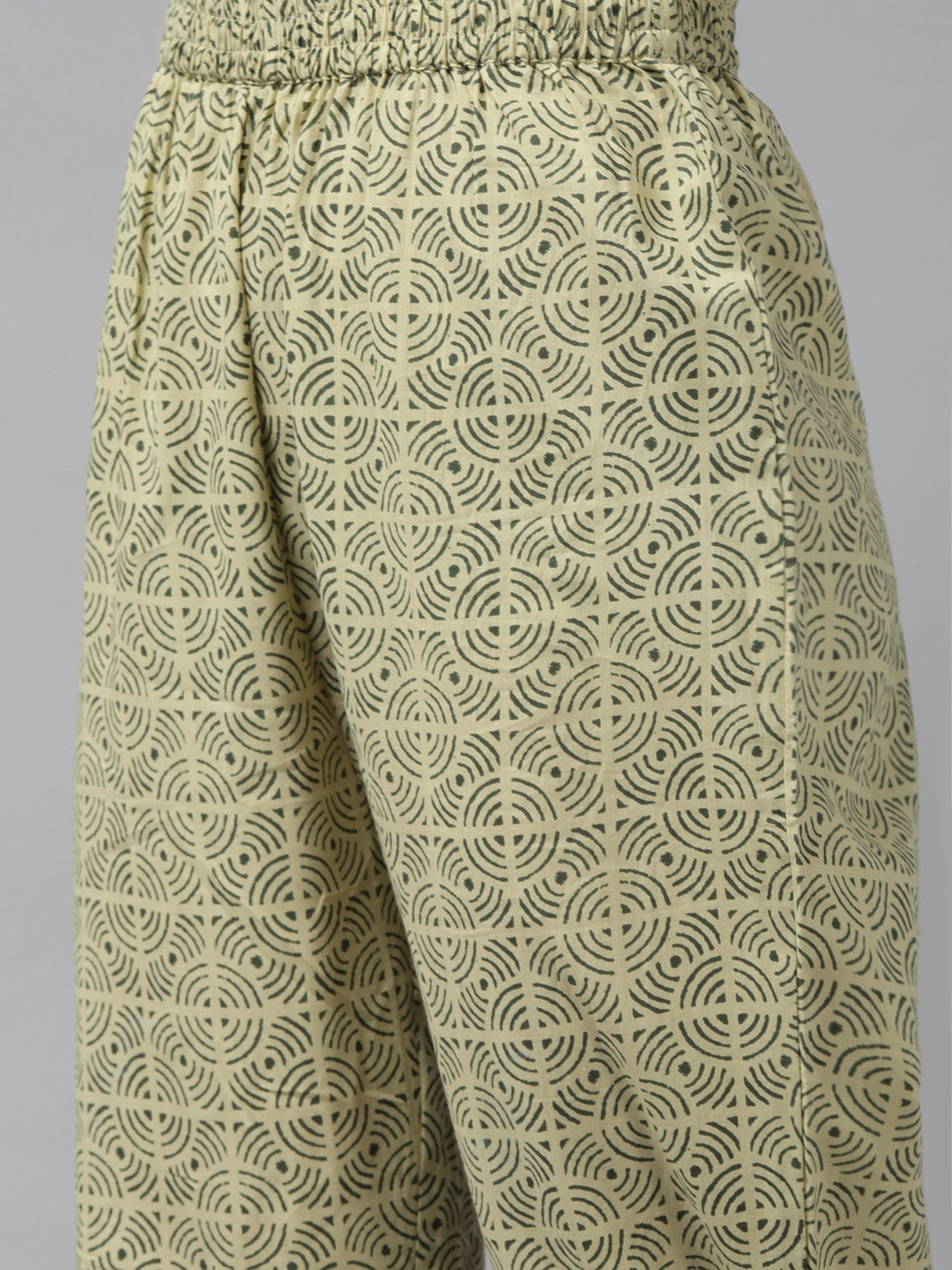 Green & Beige Printed Dupatta Set