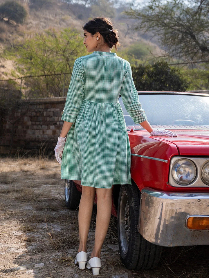 Green Checked Dress