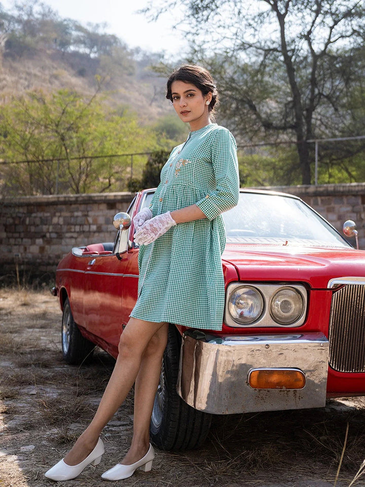 Green Checked Dress
