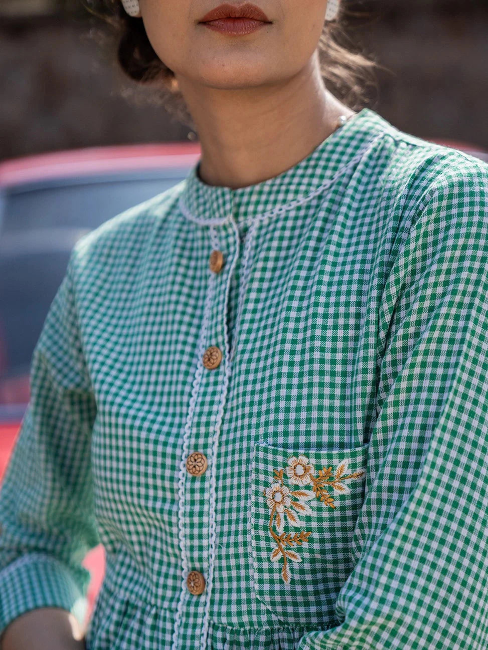 Green Checked Dress