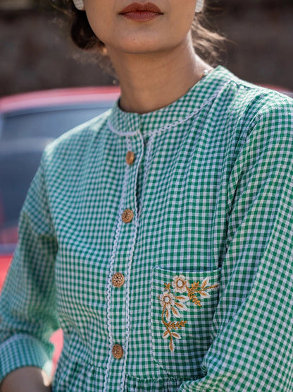 Green Checked Dress