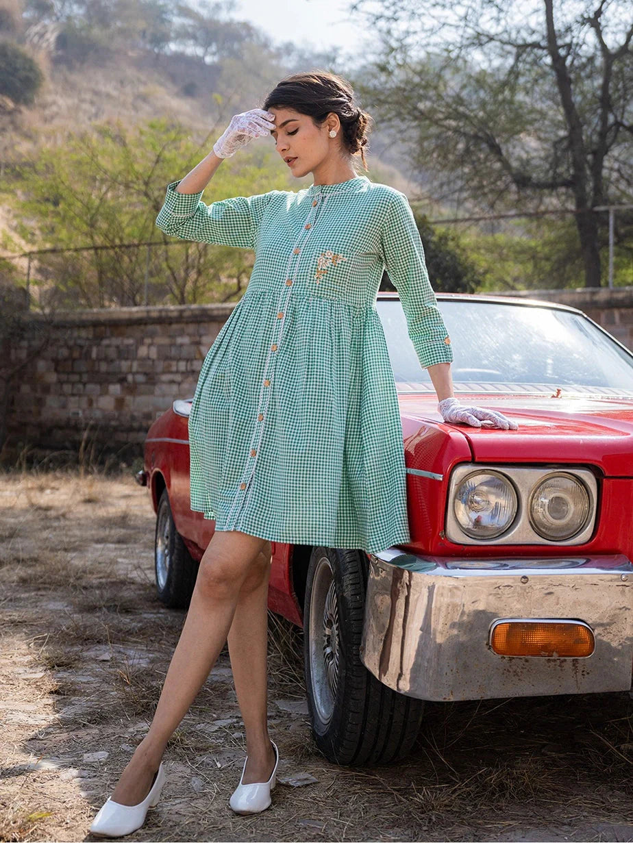 Green Checked Dress