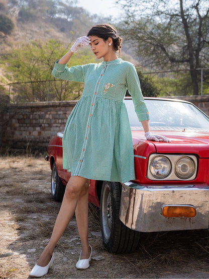 Green Checked Dress