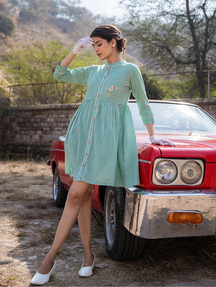 Green Checked Dress