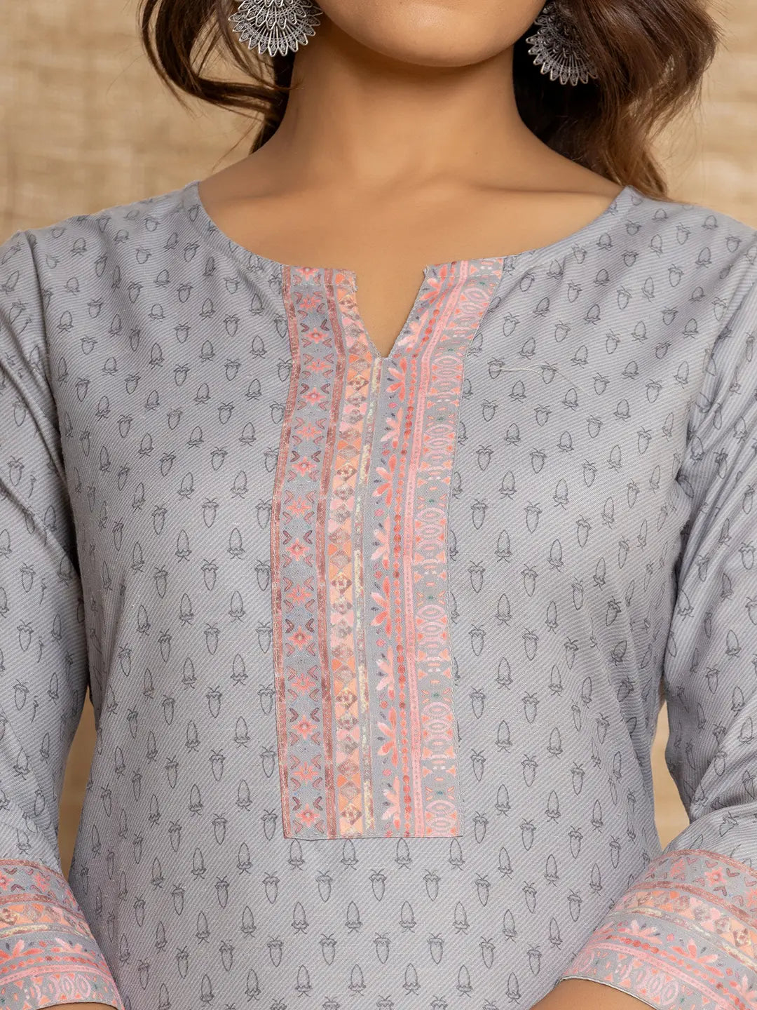 Green Cotton A Line Kurta With Digital Print