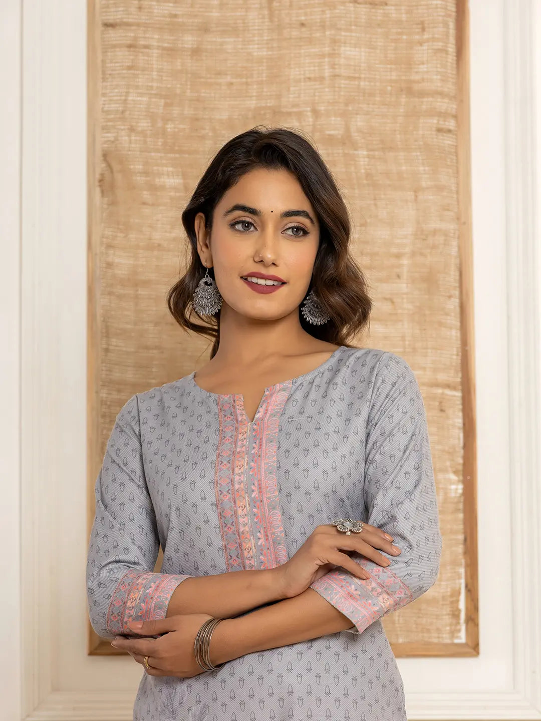 Green Cotton A Line Kurta With Digital Print