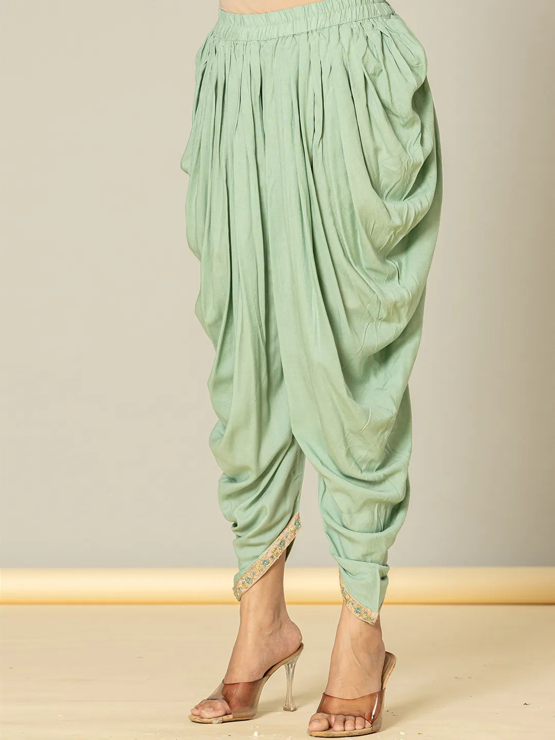 Green Cotton Embroidery A Line Kurta Dupatta Set